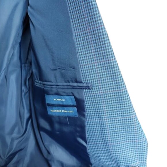 Blue Plaid / Checked Blazer Jacket Men Size 46 R  NEW NWT - Picture 2 of 7